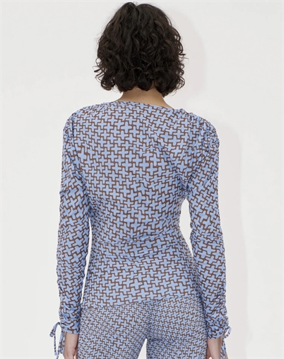 Wrap Front Gathered Sleeve Bluse - Stine Goya 